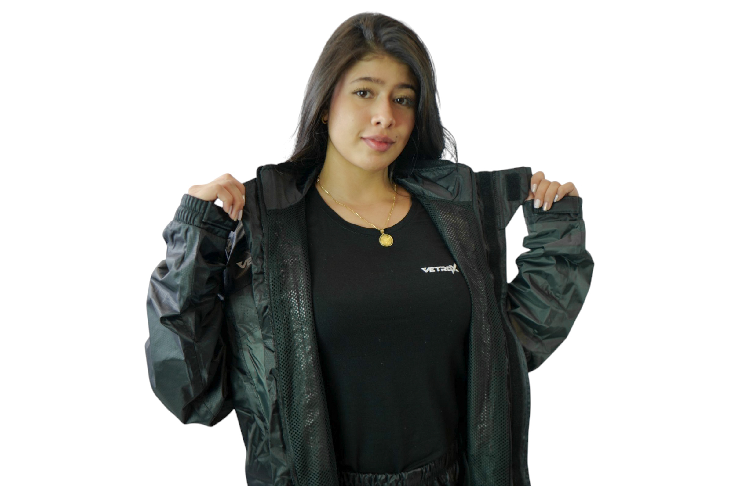 Impermeable Mujer Premium Negro para Motos